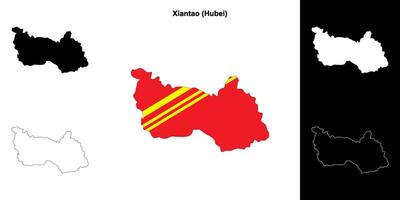 Xiantao blank outline map set vector