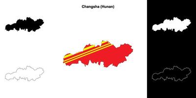 Changsha blank outline map set vector