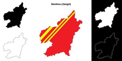 Ganzhou blank outline map set vector