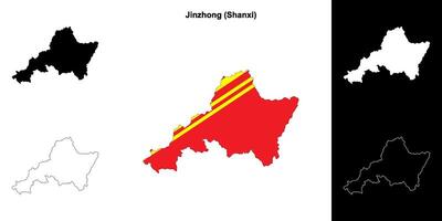 Jinzhong blank outline map set vector