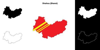 Xinzhou blank outline map set vector