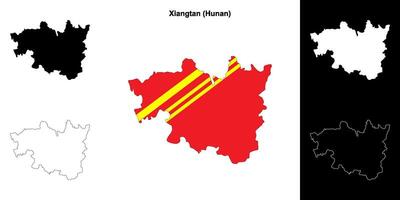 Xiangtan blank outline map set vector