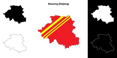 Shaoxing blank outline map set vector