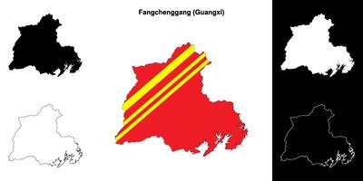 Fangchenggang blank outline map set vector