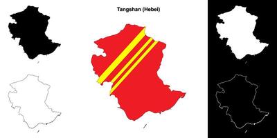 Tangshan blank outline map set vector