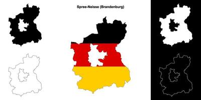 Spree-Neisse, Brandenburg blank outline map set vector