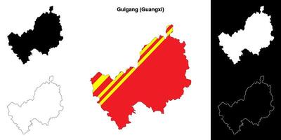 Guigang blank outline map set vector