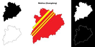 Meizhou blank outline map set vector