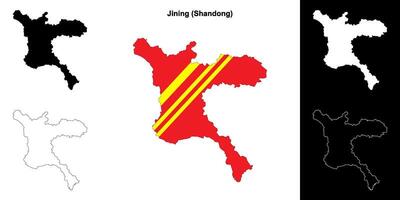 Jining blank outline map set vector