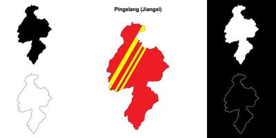 pingxiang blanco contorno mapa conjunto vector