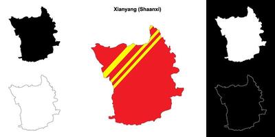 xianyang blanco contorno mapa conjunto vector