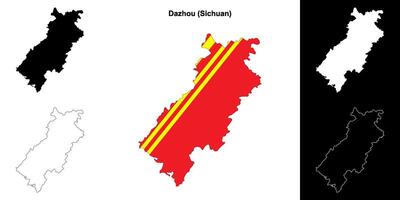 Dazhou blank outline map set vector