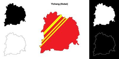 Yichang blank outline map set vector