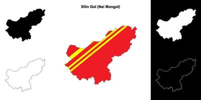 Xilin Gol blank outline map set vector