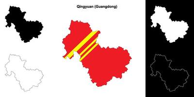 Qingyuan blank outline map set vector