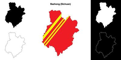 Bazhong blank outline map set vector