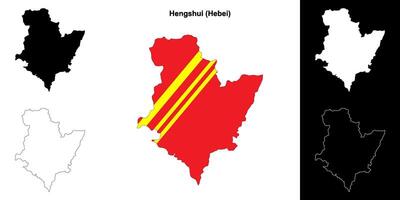 Hengshui blank outline map set vector