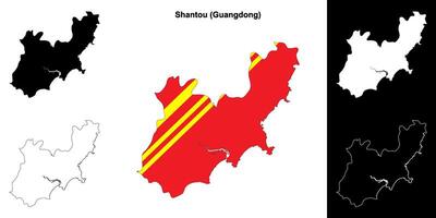 Shantou blanco contorno mapa conjunto vector