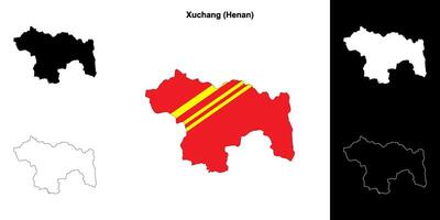 Xuchang blank outline map set vector