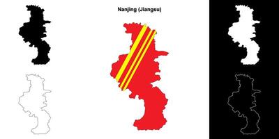 Nanjing blank outline map set vector