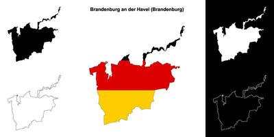 Brandenburg an der Havel, Brandenburg blank outline map set vector