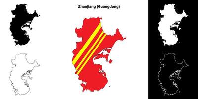 zhanjiang blanco contorno mapa conjunto vector