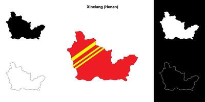 Xinxiang blank outline map set vector