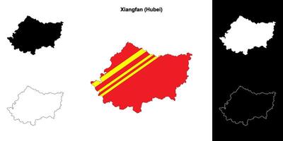 xiangfan blanco contorno mapa conjunto vector