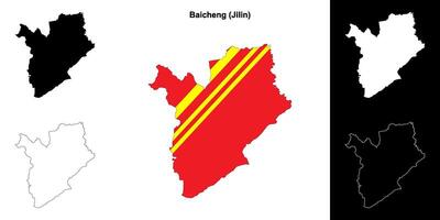 Baicheng blank outline map set vector