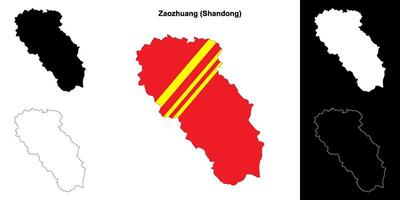 zaozhuang blanco contorno mapa conjunto vector