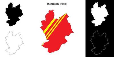 Zhangjiakou blank outline map set vector