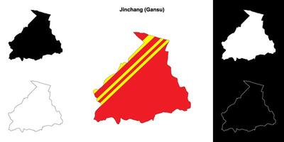 Jinchang blank outline map set vector