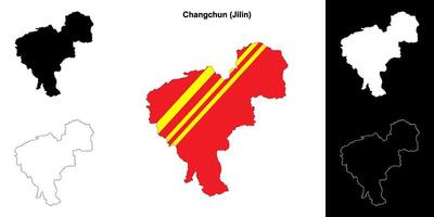 Changchun blanco contorno mapa conjunto vector