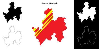 Hezhou blank outline map set vector