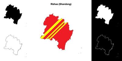 Rizhao blank outline map set vector