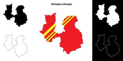 Shangrao blank outline map set vector