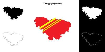 Zhangjiajie blank outline map set vector