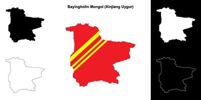 Bayingholin Mongol blank outline map set vector