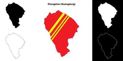 Zhongshan blank outline map set vector