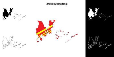 Zhuhai blank outline map set vector