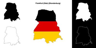 Frankfurt - Oder, Brandenburg blank outline map set vector