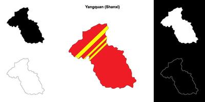 Yangquan blank outline map set vector