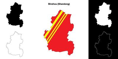 Binzhou blank outline map set vector