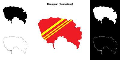 Dongguan blanco contorno mapa conjunto vector