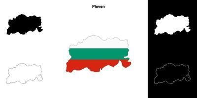 Pleven province outline map set vector