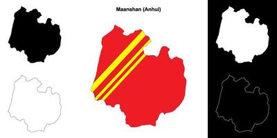 Maanshan blank outline map set vector