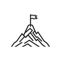 Hill outline icon flag win adventure successful design. vector