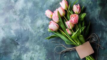 Greeting card and flower bouquet for Mother's Day design concept. photo