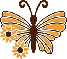 Beautiful butterfly design with sunflowers illustration vector