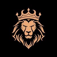 lion head with crown logo vector